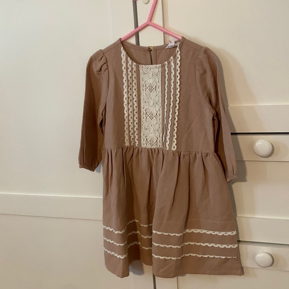 Beige Boho Girls Dress Size 1-2 T